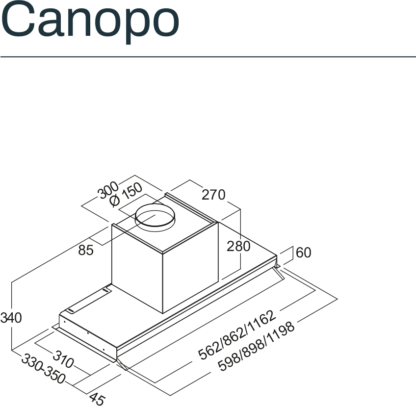 OKAP PODSZAFKOWY FIM CANOPO RYSUNEK TECHNICZNY