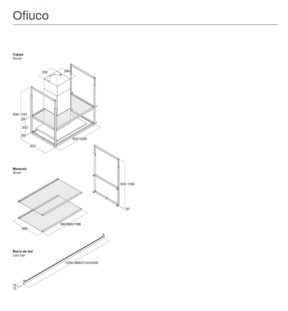 OKAP PRZYŚCIENNY FIM OFIUCO RYSUNEK TECHNICZNY